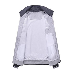 Ensemble de survêtement gris pour homme, manches longues, fermeture éclair, col montant, style sportif décontracté, respirant, couleur unie, survêtement de printemps - Product Image 4