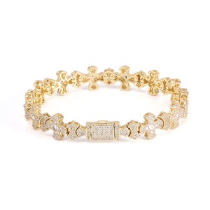 Bracelet en argent 925 avec diamants certifiés de laboratoire, motif croix, pour homme, style pavé glacé, bijoux chrétiens, bracelet de luxe tendance - Product Image 5