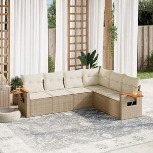Ensemble de canapés en rotin d'extérieur moderne beige avec pieds réglables, meubles de jardin, coussins en mousse haute densité - Product Image 1
