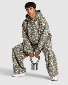 Pantalon de jogging surdimensionné pour homme, camouflage contrasté, en molleton de coton premium, respirant, streetwear décontracté, pantalon de survêtement pour homme - Product Image 6