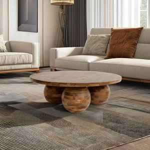 Table basse en bois avec pieds en forme de boule et plateau en bois pour salon, hôtel, bar, restaurant et villa - Product Image 4