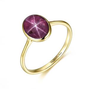 Anillo Estrella de Rubí Delicado con Diseño de Seis Rayos, Chapado en Oro de 14K, Joyería Minimalista con Piedras Preciosas, Anillo Lindy Star, Regalo de Cumpleaños para Ella - Product Image 2