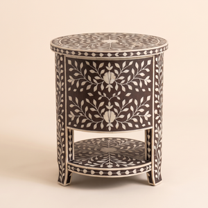 Handmade Modern Flower Design Bone Inlay Customized <b>Side</b> <b>Table</b> <b>Drawer</b>-Multi-Purpose Furniture for Home Commercial Use - Product Image 2