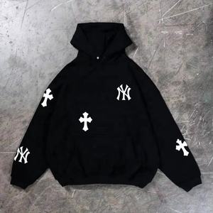 เสื้อฮู้ดสไตล์เรโทรนิวยอร์ก ผ้าฝ้ายถักนุ่มแบบโอเวอร์ไซส์ พร้อมลายพิมพ์ดิจิทัล ดีไซน์เรียบง่าย รับผลิตแบบ OEM - Product Image 1