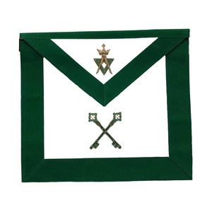 Delantal Masónico de Grados de Tesorero Allied, de Terciopelo Verde, con Piel de Cordero Auténtica, Delantal de Regalia Masónica con Opciones de Personalización y Logotipos - Product Image 1