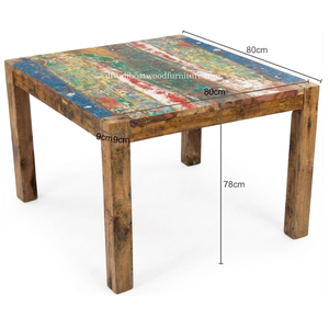 DIVADI <b>Dining</b> <b>Table</b> Melanie Style KD Leg Square Model Reclaimed Boat Wood Sustainable Design EcoFriendly <b>Foldable</b> Indoor Outdoor - Product Image 1