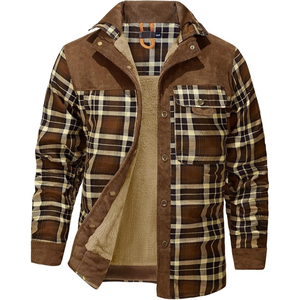 ARTIZ INTERNATIONAL Men's Plaid <b>Flannel</b> Shirt <b>Jacket</b> Removable Hoodie Thermal Fleece Lined Windproof Eco-Friendly Streetwear - Product Image 4