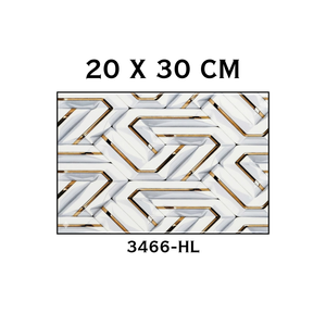 Carrelage mural géométrique contemporain en or blanc 20x30cm, carrelage mural en céramique imprimé numériquement pour l'intérieur et la salle de bain 3466-HL - Product Image 1