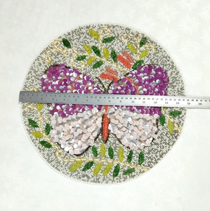 Flower Beaded Embroidery Coasters Placemats Handmade Linen Tableware Eco-Friendly High Quality Home Indoor Outdoor Use Elegant - Product Image 3