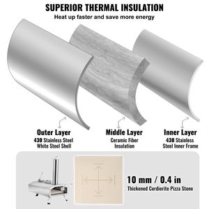 12 \ "forno portatile per Pizza all'aperto in acciaio inox per barbecue con cottura a Pellet di legno - Product Image 5