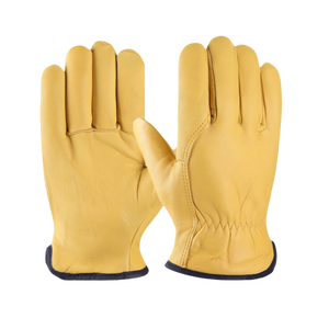 Gants de sécurité en cuir, longueur poignet, thermiques, écologiques, compatibles écran tactile, détection d'aiguilles, style uni, pour usage extérieur hivernal, jaunes - Product Image 4