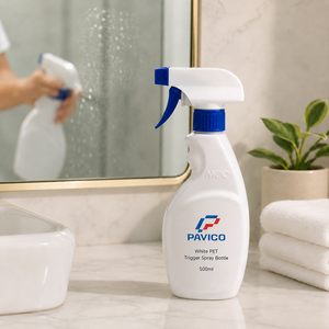 Botella de Spray PET Blanca de 500 ml con Pulverizador Azul para Limpiador de Vidrios, Envase para Limpieza del Hogar, Fábrica en Vietnam - Product Image 6