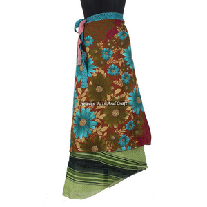 Falda de Seda Estilo Gitano Indio, Reversible, Boho, Multicolor, para Verano, Cómoda, Estilo Hippie, Talla Única - Product Image 1