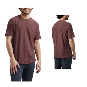 Camiseta Personalizada al por Mayor para Hombre, Cuello Redondo, Manga Corta, Algodón Marrón Sólido, Estilo Casual, Transpirable, Suave y Ligera - Product Image 1