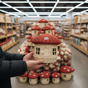 Natural Rattan Mushroom <b>Basket</b> Handmade <b>Woven</b> Storage <b>Basket</b> for Kids Toy Storage Home Decor Organizer - Product Image 4