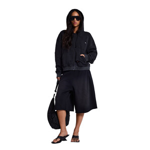 Sudadera con capucha corta para mujer, con cremallera frontal, forro polar transpirable, poliéster/algodón, cremallera negra, para invierno, venta al por mayor, OEM, logotipo personalizado - Product Image 1