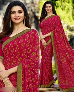 Sari traditionnel en georgette de haute qualité, nouveau design, multicolore, pour Bollywood, festival, fête, mariage, avec dentelle indienne - Product Image 6