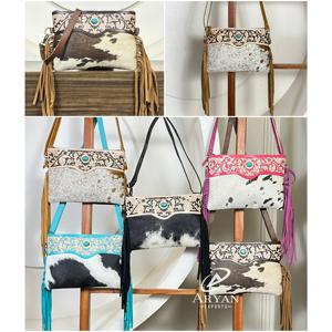 Bolsos de Hombro de Moda para Mujer, Precio al por Mayor OEM ODM, Bolsos de Cuero con Piel de Vaca, Correa Ajustable, Gran Capacidad, con Flecos - Product Image 1