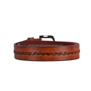 Cinturón Casual de Cuero Marrón de Primera Calidad con Diseño Trenzado a Mano y Hebilla de Latón Niquelado para Hombre y Mujer - Product Image 1