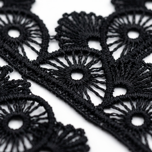 15mm Black Traditional Floral Guipure Eco-Friendly Lace Trim Customizable Wholesale 20 Meter Packing <b>Handbags</b> Footwear Costumes - Product Image 1