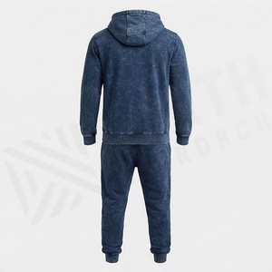 Ensembles de jogging deux pièces vintage en coton avec logo personnalisé, survêtement délavé à l'acide, streetwear, vêtements de sport et de fitness haut de gamme - Product Image 2
