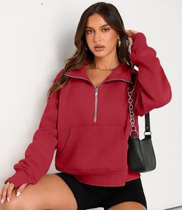 <b>Women</b> <b>Quarter</b> <b>Zip</b> Fleece <b>Sweatshirt</b> Warm Comfortable Relaxed Fit Long Sleeve Casual Outdoor And Streetwear Fashion Pullover - Product Image 2