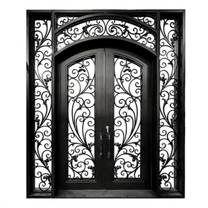 Portail Principal Traditionnel en Fer Forgé avec un Design Arqué à Volutes ; Moderne, Facile à Assembler et Résistant à la Rouille. - Product Image 1