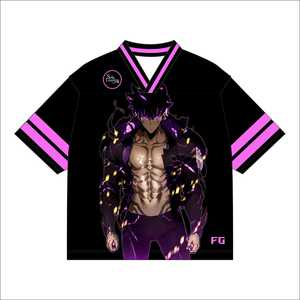 Camiseta de Anime Solo Leveling Negra con Detalles Morados, Manga Corta, Unisex, Informal de Verano, Diseño Estampado con Logotipo Frontal - Product Image 3