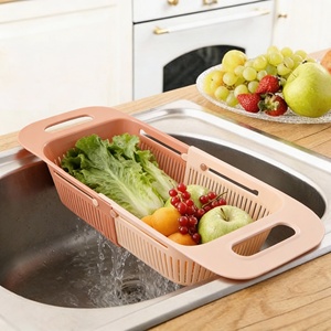 Telescopic Kitchen Organizer Kitchen <b>Storage</b> <b>Basket</b> <b>Vegetable</b> Holder Rack <b>Storage</b> <b>Basket</b> Expandable Sink Drying Rack - Product Image 1