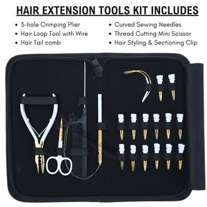 Kit d'outils de pose d'extensions capillaires en acier inoxydable de qualité supérieure avec pince à micro-perles à 3 trous, applicateur de micro-anneaux et pinces de coiffage - Product Image 2
