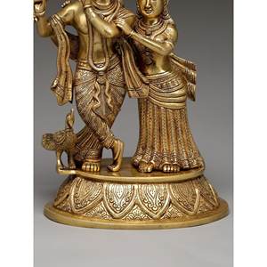 Sculpture debout en laiton de 15 pouces de Radha Krishna - Product Image 1