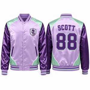 Veste unisexe en satin à fermeture éclair intégrale, personnalisable en gros, avec poignets rayés, poches zippées, durable, flexible, respirante, broderie de logo et motifs - Product Image 6