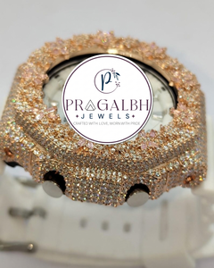 Reloj de Lujo con Diamantes, Bisel Personalizado con Moissanita, Correa de Caucho y Acero Inoxidable, Analógico - Product Image 5