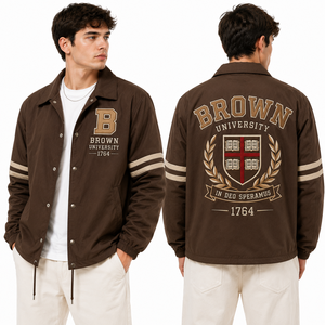 Custom Embroidered Coaches <b>Jacket</b> College Crest Design <b>Lightweight</b> Nylon Wholesale OEM Teamwear Streetwear Uniform Campus School - Product Image 1