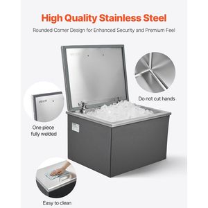 Contenitore refrigerante commerciale in acciaio inox da incasso 20L x 16W x 13H (44,7 Quart) con coperchio a ribalta per esterni - Product Image 4