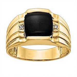 18K Rose Gold Plated Sterling Silver <b>Men's</b> Black Onyx Bezel Set Eternity <b>Ring</b> Classic Wedding Engagement Band Rhodium Plated - Product Image 1