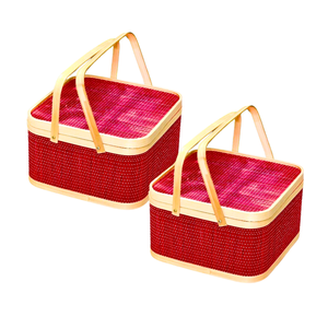 Panier-cadeau en bambou le plus vendu, couleur personnalisable, artisanat en osier avec couvercle et poignées, cadeau et décoration - Product Image 1