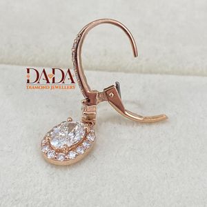 ต่างหูเพชรทรงรีแบบ Imperial Oval Solitaire ประดับเพชร Halo ดีไซน์หรูหราสำหรับงานแต่งงานและเครื่องประดับเจ้าสาวสำหรับใช้ในชีวิตประจำวัน - Product Image 2