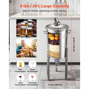 Cubo de Fermentación Cónico de Acero Inoxidable de 30L para la Elaboración de Vino y Cerveza, Capacidad de Presión de 15 PSI - Product Image 5