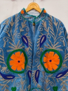 Suzani Embroidered <b>Velvet</b> Short Casual Sweet <b>Jacket</b> <b>Women</b> Breathable Handcrafted Artisan Custom Cotton decent design - Product Image 3