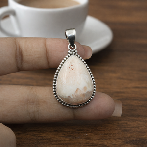 <b>unique</b> Stone Orange Scolecite Gemstone 925 Sterling Silver Pendant Teardrop Handmade Jewelry Rose Gold Yellow Gold Plated <b>Her</b> - Product Image 4