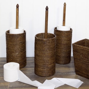 Porte-rouleau de papier toilette en rotin tressé à la main, design mignon, porte-mouchoirs pour salles de bain, indispensable. - Product Image 1