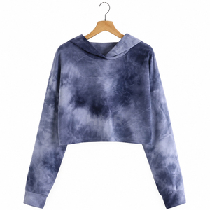 Sweat-shirt à capuche court tie-dye HMR Sorority Sisterhood, style streetwear, manches longues, décontracté - Product Image 5