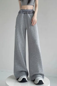 Pantalon de jogging fluide et polyvalent pour femme, taille haute, coupe large, décontracté, léger, amincissant, avec cordon de serrage, idéal pour l'été - Product Image 3