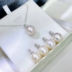 Pendentif en perle d'eau douce naturelle 11-12 mm, argent pur S925, luxe léger, diamant scintillant, chaîne de cou simple de qualité supérieure pour - Product Image 1