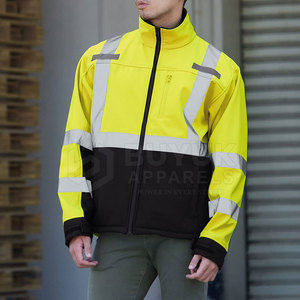 Hi Vis Breathable Waterproof Windproof Reflective <b>Work</b> <b>Jacket</b> for Road <b>Construction</b> 100% Polyester - Product Image 3