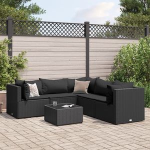 Ensemble de salon de jardin en rotin PE noir avec structure en acier thermolaqué et verre trempé pour les aménagements de jardin - Product Image 1