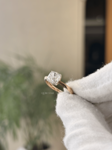 Exclusive <b>Cushion</b> Shape Lab Grown Diamond Knife Edge Solitaire Ring 1.57ct VS EF Gold Engagement Jewelry Luxury Gift For Women - Product Image 2