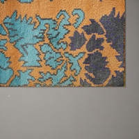 Tapis de salon moderne en laine noué à la main, abstrait, écologique, antibactérien, adapté aux animaux domestiques, bleu sarcelle, moutarde, à poils moyens