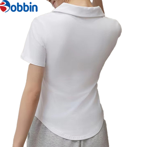 Polo femme à col polo, coupe ample et confortable, avec ourlet incurvé et motif imprimé, pour l'été – Vêtements pour femme en marque propre - Product Image 1